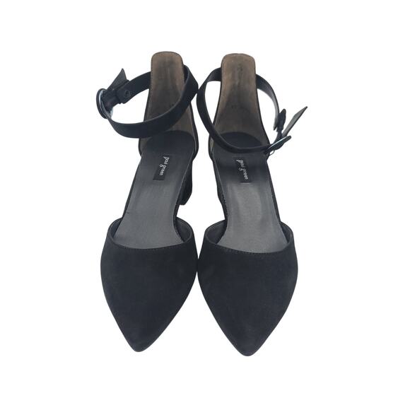 Paul Green Annie Suede Ankle-Strap Block Heel Pumps Black US 9 EUC 3" Heel - Picture 3 of 8